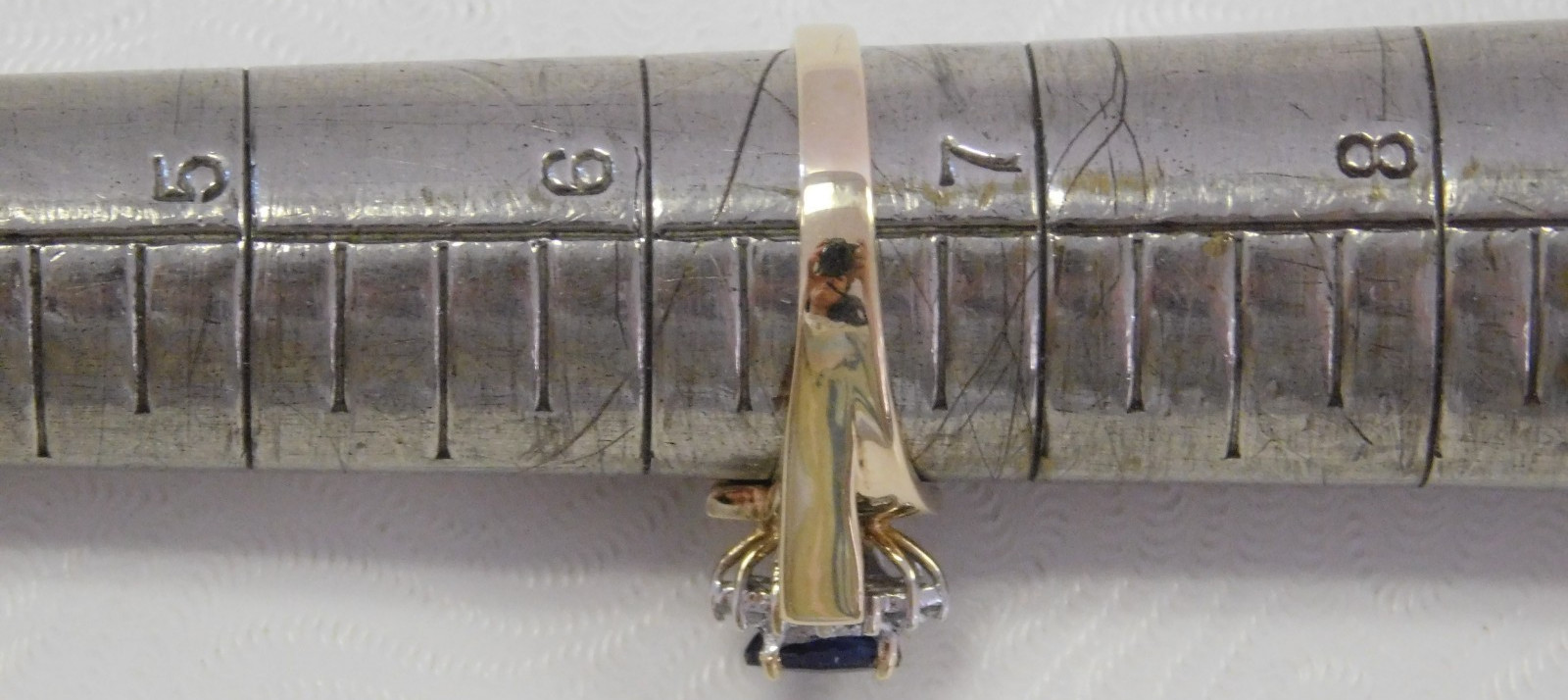 NEW Ladies 10K Yellow Gold Genuine Sapphire & Diamond Ring Sz 6 1/2, 3 grams