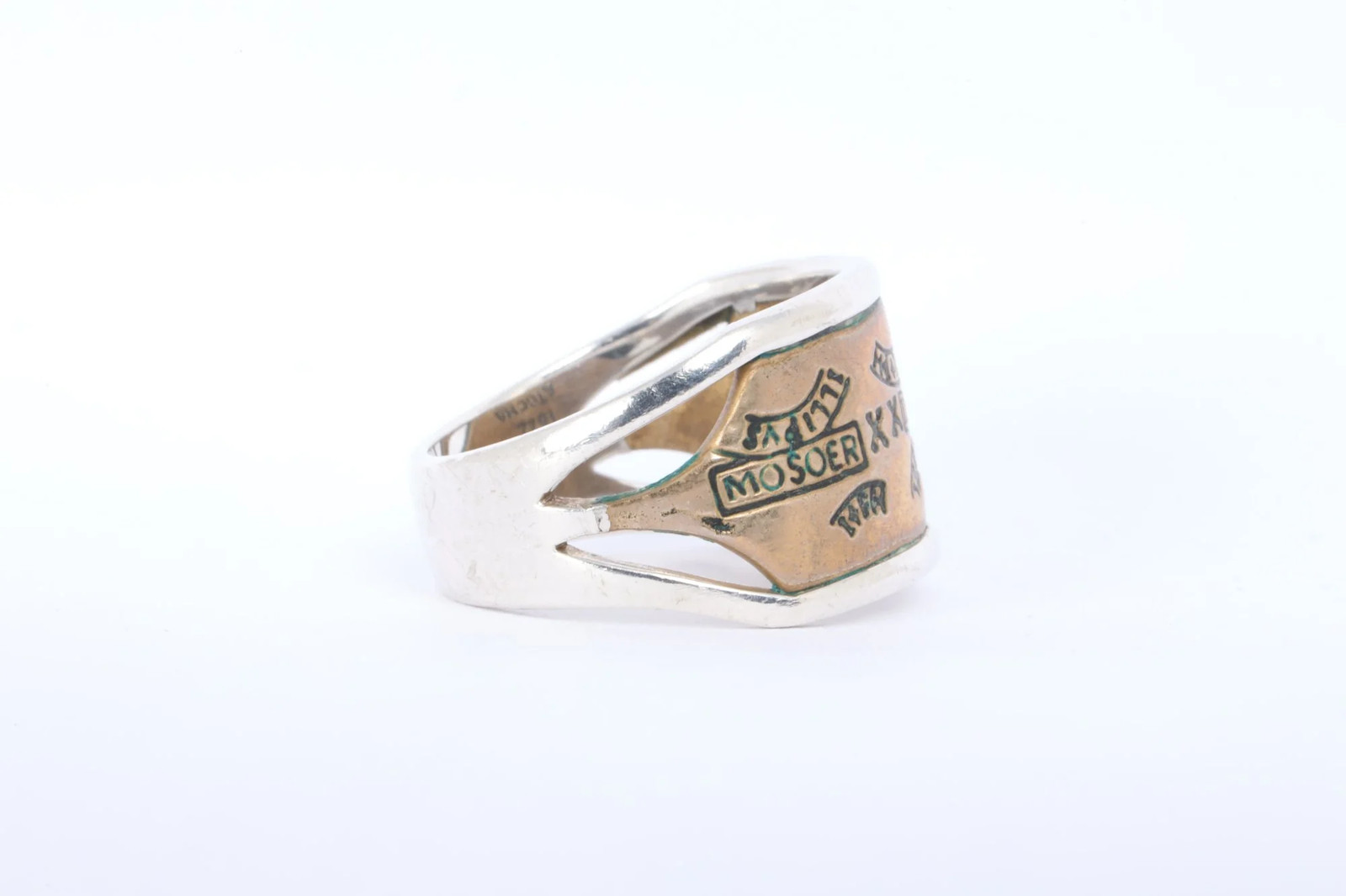 925 Silver Copper Ingot Wide Band Atocha Coin Ring Size 10.75 (10.0g.)