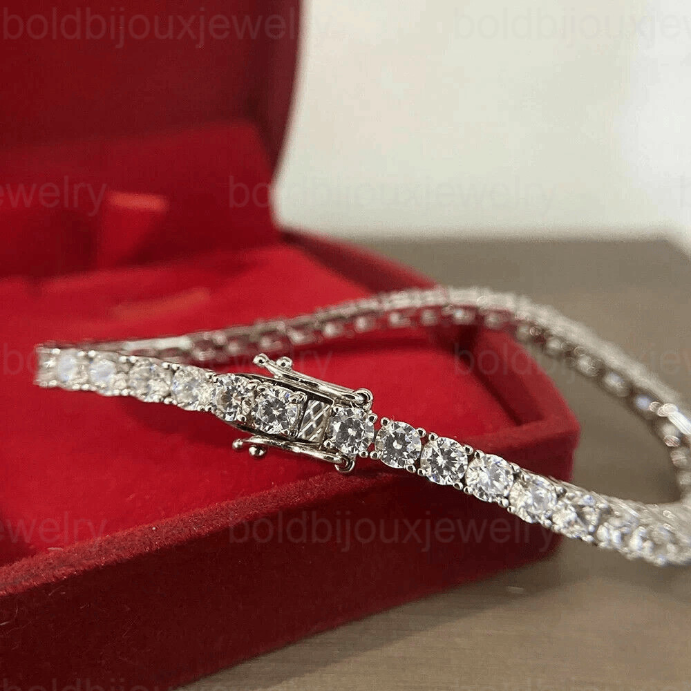 14K White Gold 10 Ct Natural Diamond Tennis Bracelet Luxury Real Gold Certified