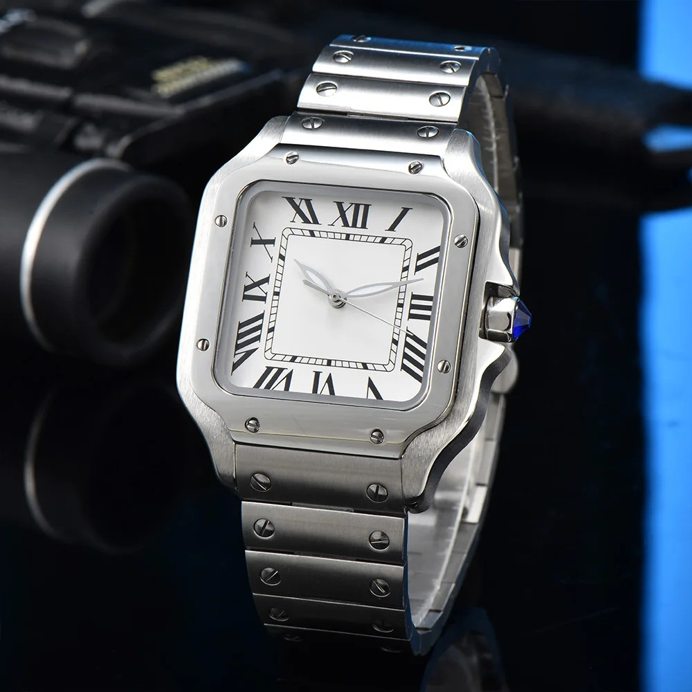 Simple Retro White Roman Sapphire Crystal Square Men Dress NH35 Automatic Watch