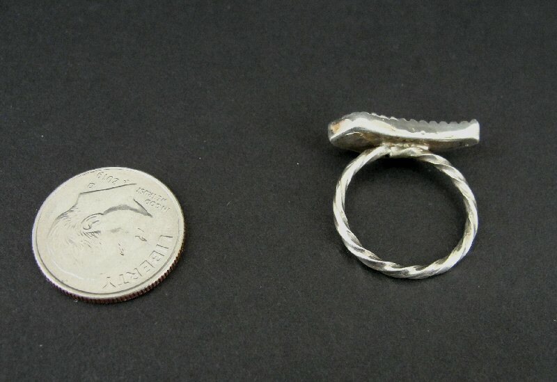 Ring Silver Twist Band Bird Mother of Pearl Fetish Sterling 925 Size 3.5 Ring