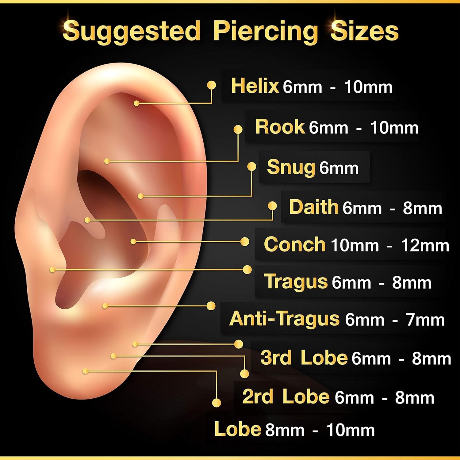 6 Bioplastic Clear Piercing Retainers – Modern 10mm Ball for Cartilage & Lobe