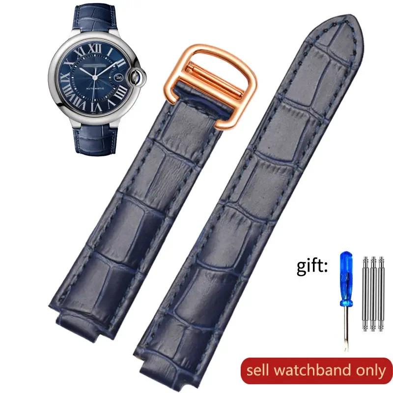 Genuine Leather Strap for Cartier Blue Balloon Men Women Vintage Soft