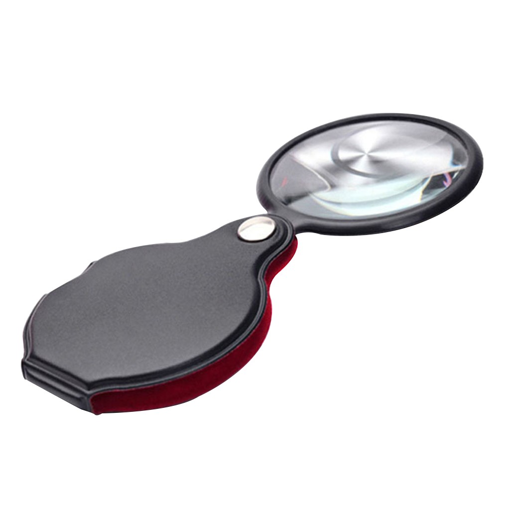 Plastic+Metal+Glass 10X Pocket Folding Magnifier Loupe Optical Magnifying Glass