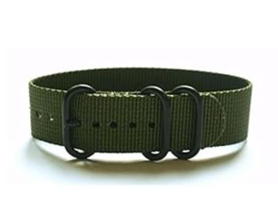 Ballistic Nylon 3 Ring PVD Zulu Watch Strap 22mm N.A.T.O G10 Military Dive