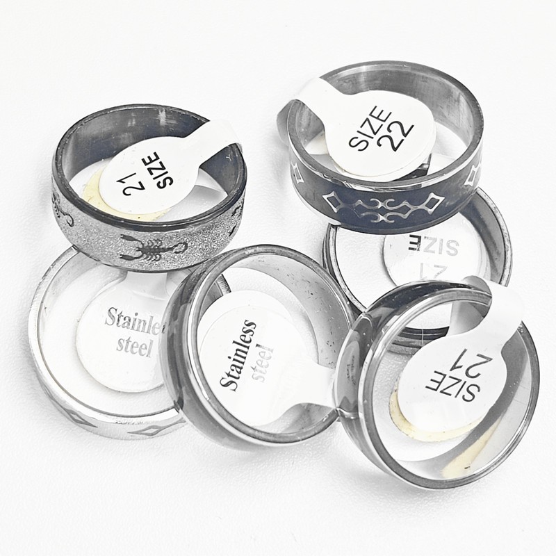 36 Pcs 3 Styles Mixed Stainless Steel Rings Unisex Stackable Bulk Jewelry Set