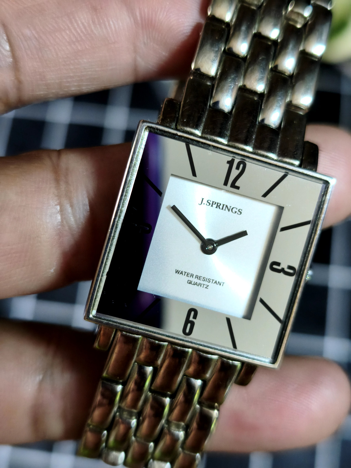VINTAGE J.SPRINGS BY SEIKO INSTRUMENTS SQUARE MIRROR-DIAL QUARTZ DRESS WATCH