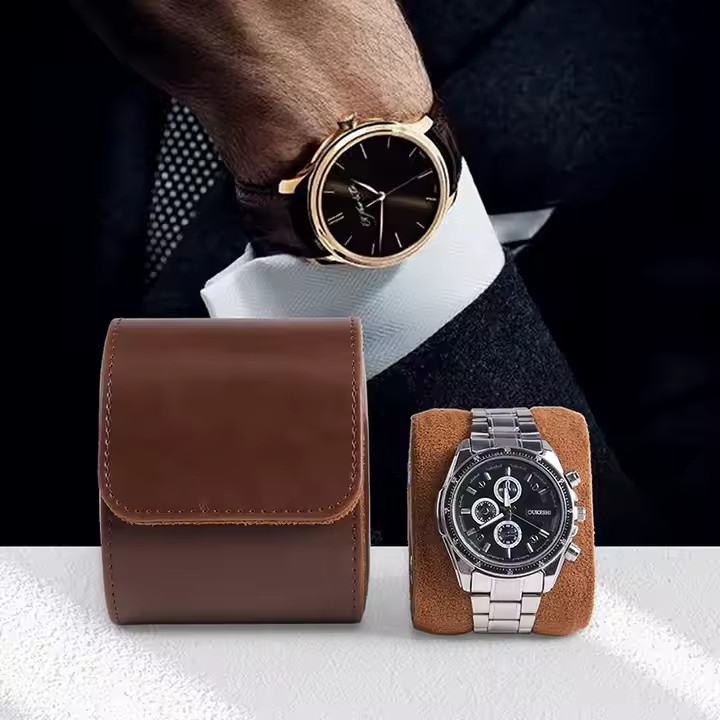 Leather Watch Case,Personalized Travel Watch Box for Him,Customized Leather