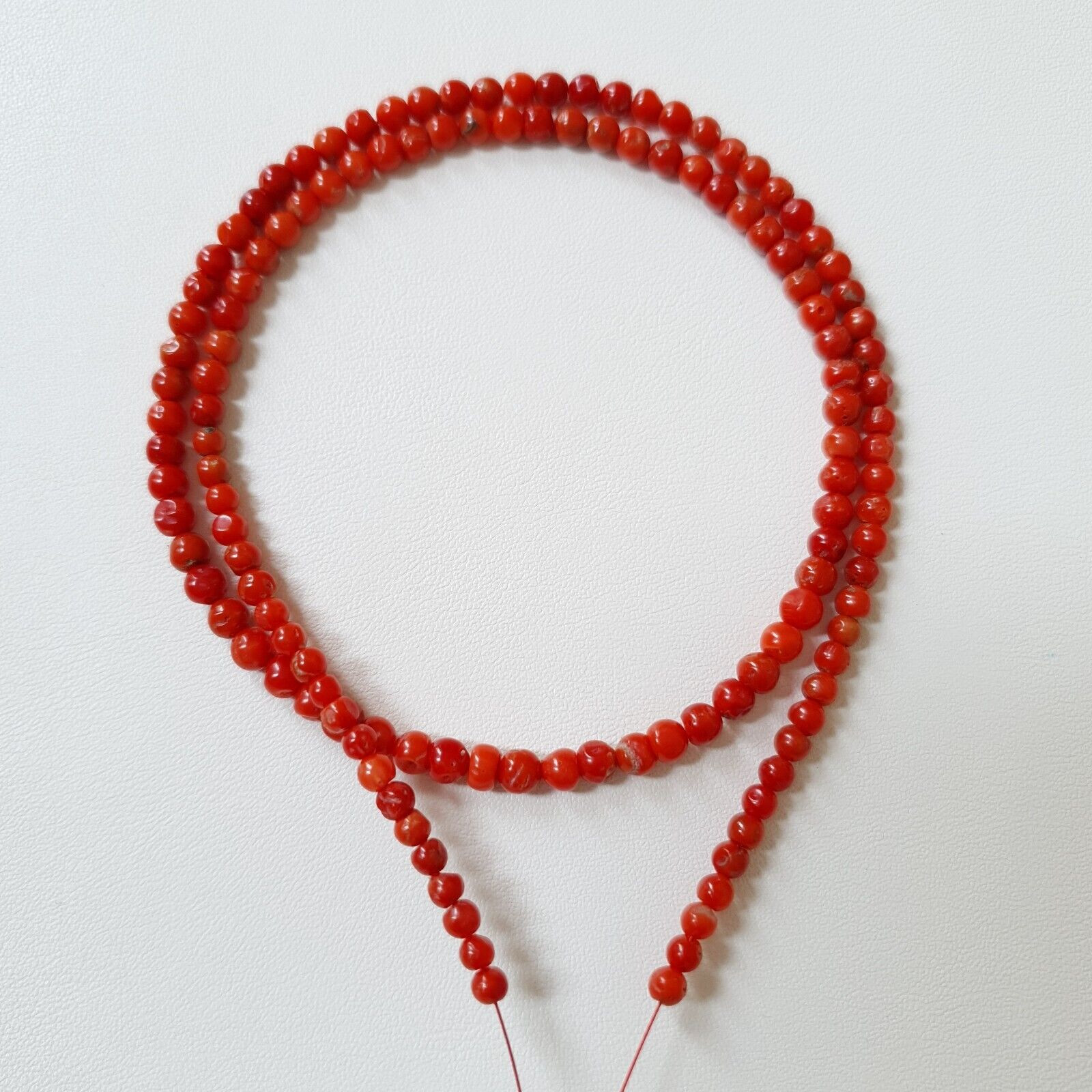 4’MM to 3’mm Italy Coral Smooth Round Beads Natural Loose Mediterranean Sea Bead
