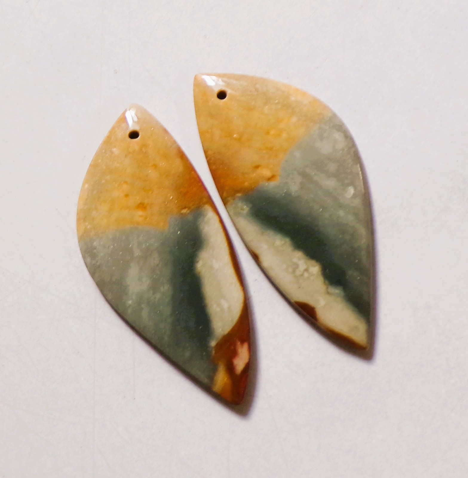 38.65 Cts Natural Polychrome Jasper Drilled Cabochon Pair Gemstone 41X18MM 72