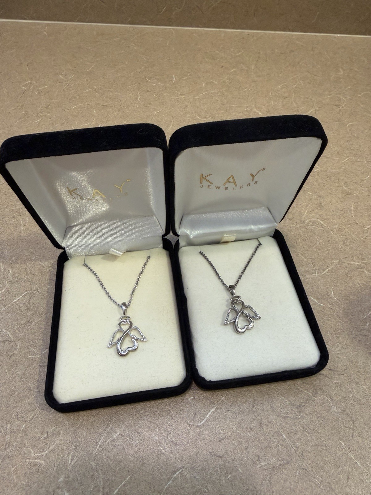 Lot 2 Jane Seymour Open Heart Sterling Silver 925 Diamond Angel Pendant Necklace