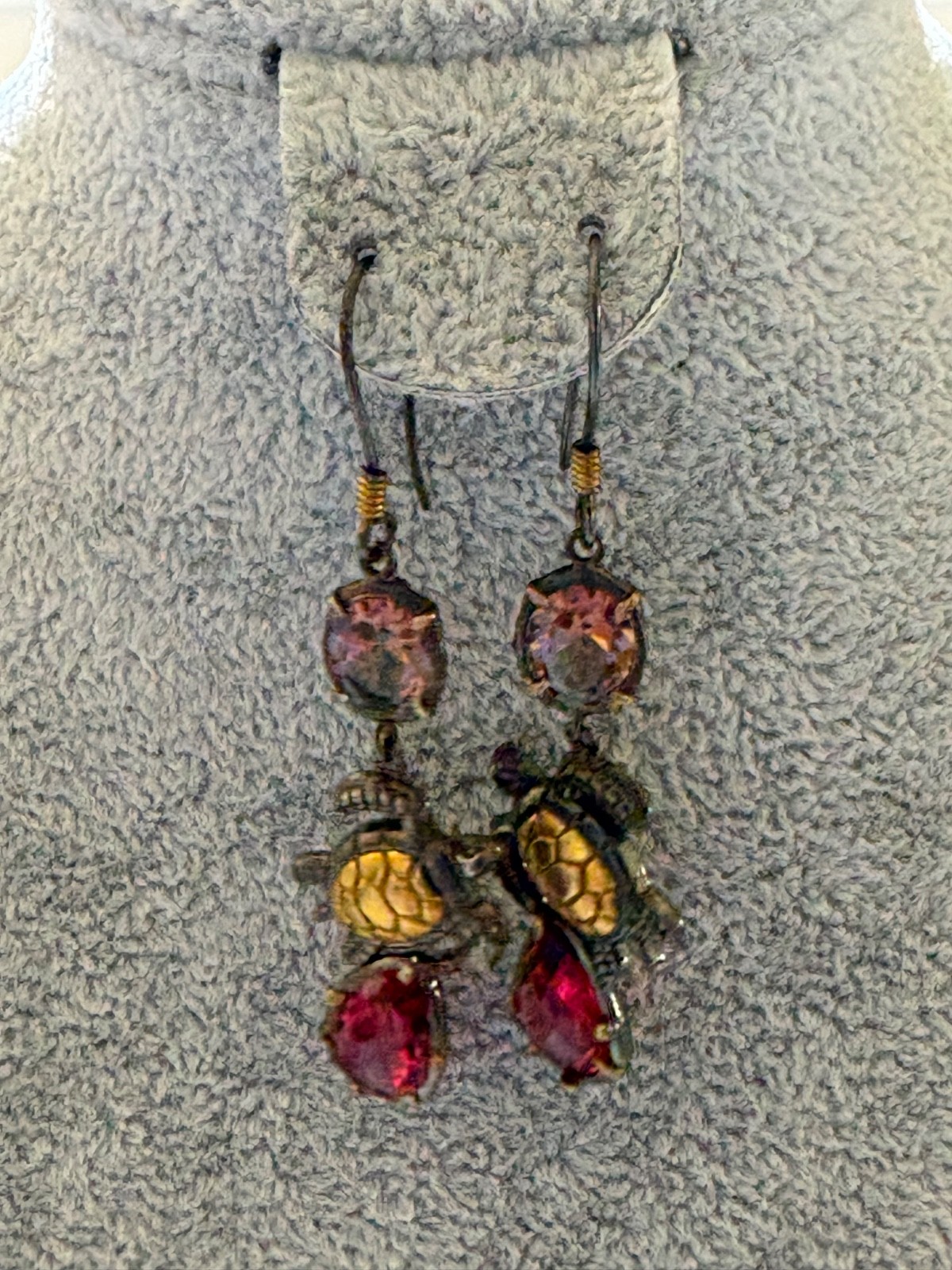 Dangly 925 sterling 18k gold fill turtle earrings