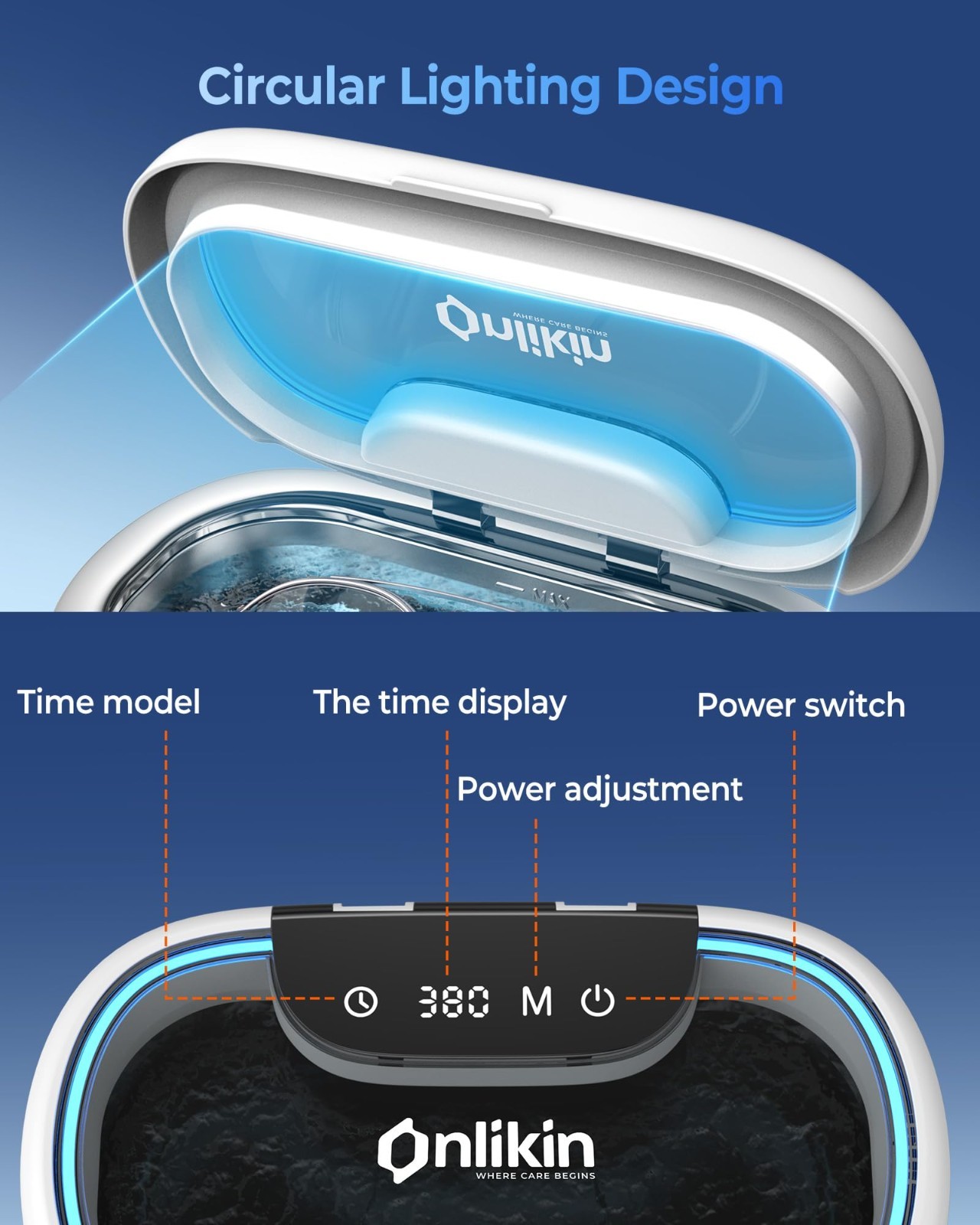 35W Ultrasonic Jewelry Cleaner – 45KHz Retainer & Eyeglasses Cleaner, 5 Timer, 3