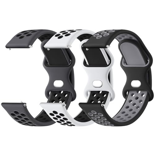 20mm Silicone Watch Bands Quick Release 22mm Gray/Black+Black/Gray+White/Black
