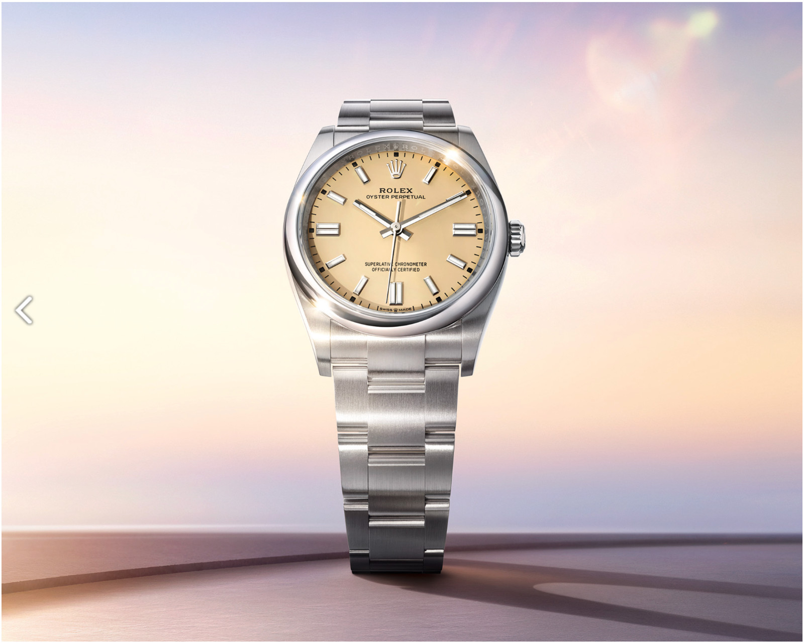 2025 NEW Rolex Oyster Perpetual 34mm – Beige Dial – Stainless Steel – Ref 124200