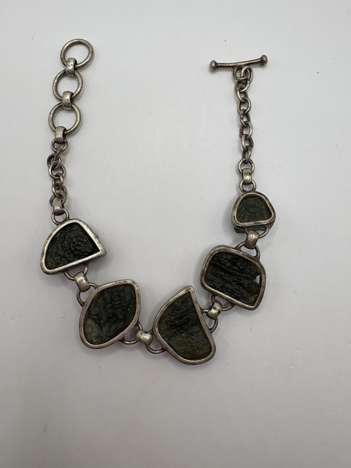 sterling silver 925 chunky bracelet Acrylic Rock Gray 7” 8” 8.5” Whimsigoth