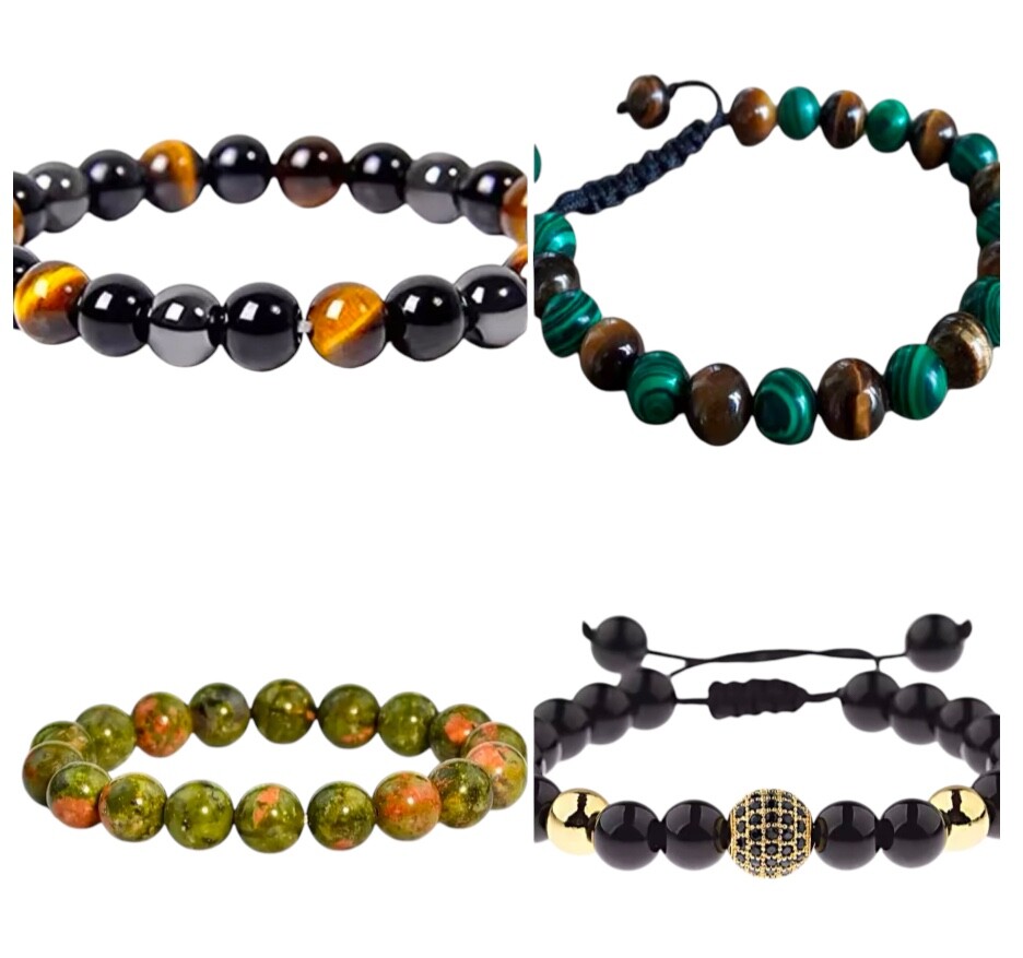 Natural Gemstone Bead Bracelet Handmade Fashion Drawstring Adjustable Bangle 8mm