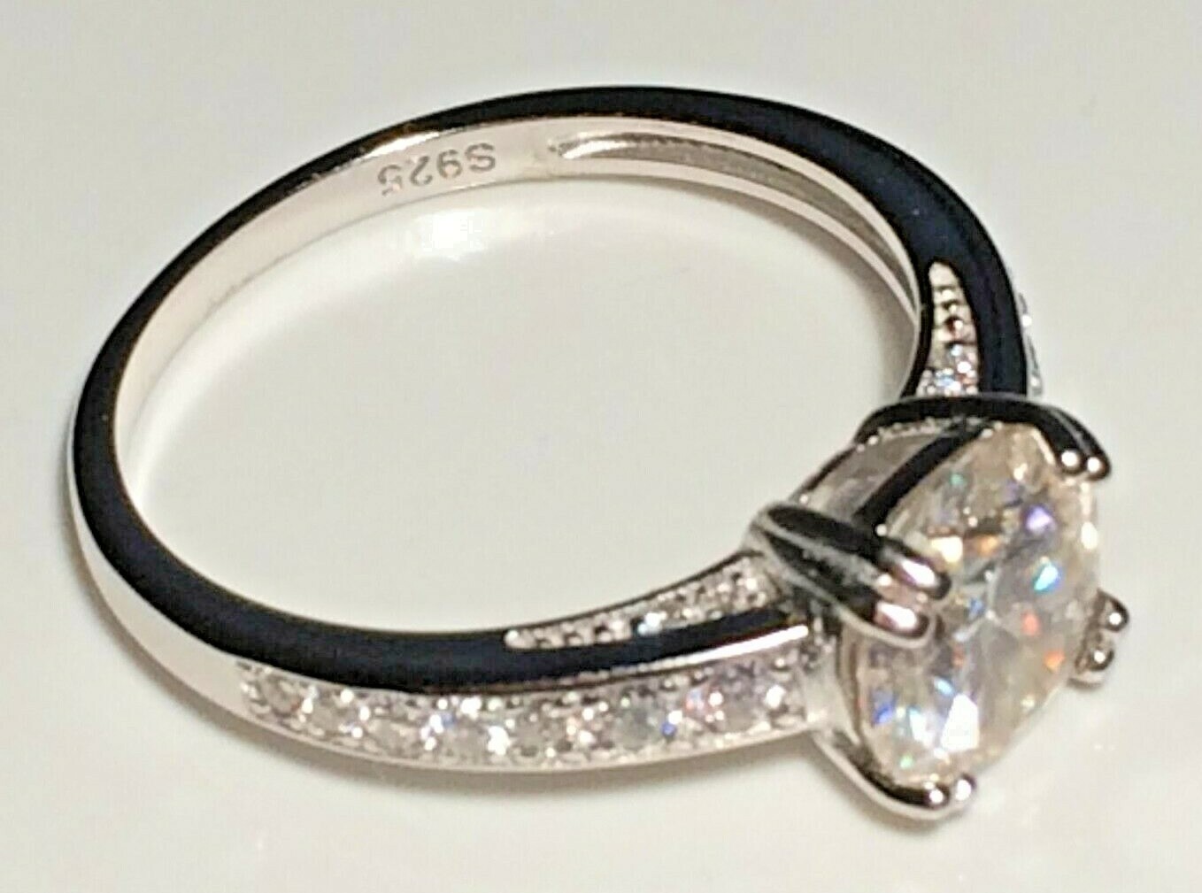 Moissanite Diamond Ring 8mm Round 2ct Stone 14k Gold Plated Sizes 6 to 10 US