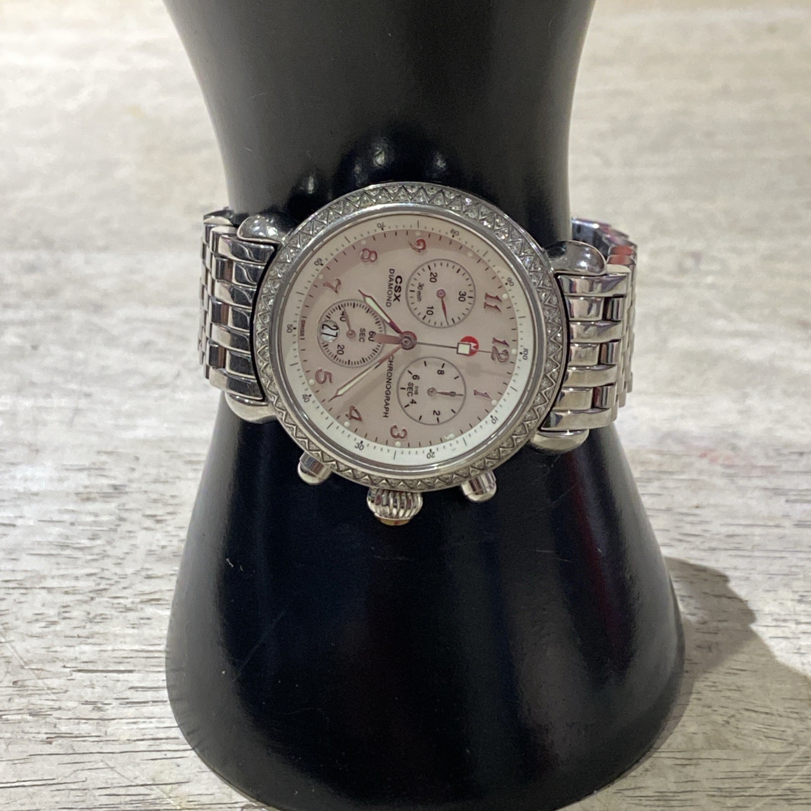 MICHELE CSX Diamond Chronograph MOP Dial Stainless Steel Watch 71-3600