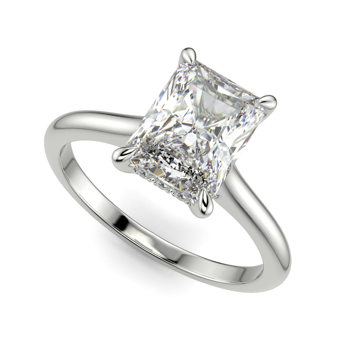 1.15 Ct Radiant Cut Diamond Engagement Ring VS2 E White Gold 14k