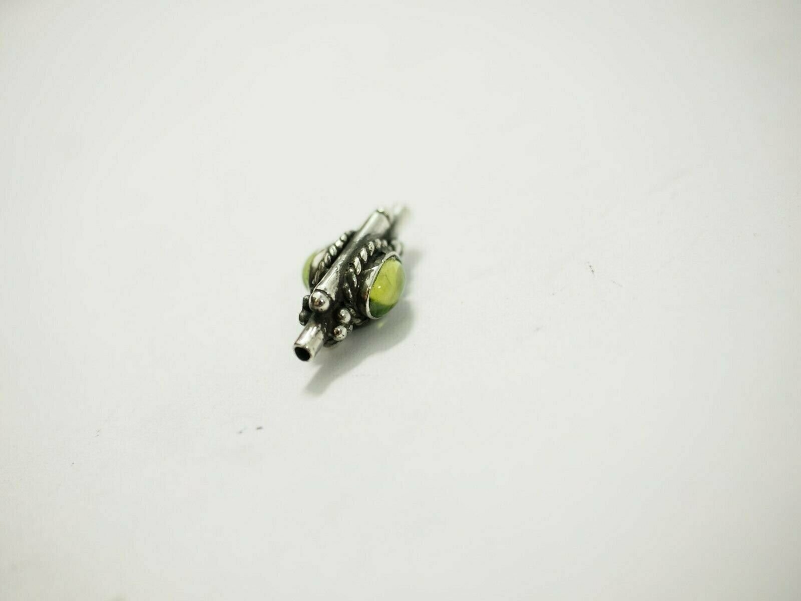 Cute handmade Two Stone Peridot Bali Bead Sterling Silver 18.8mm x 9.2mm