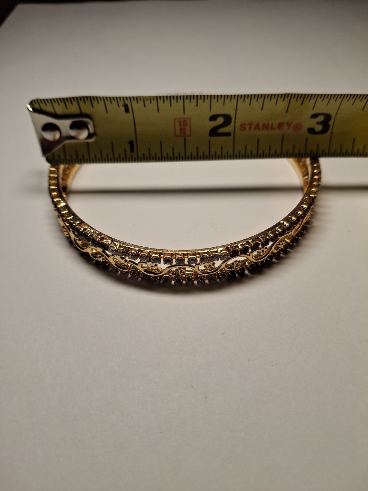 Gold Colored Bangle Bracelet With Red Green And White Gems
