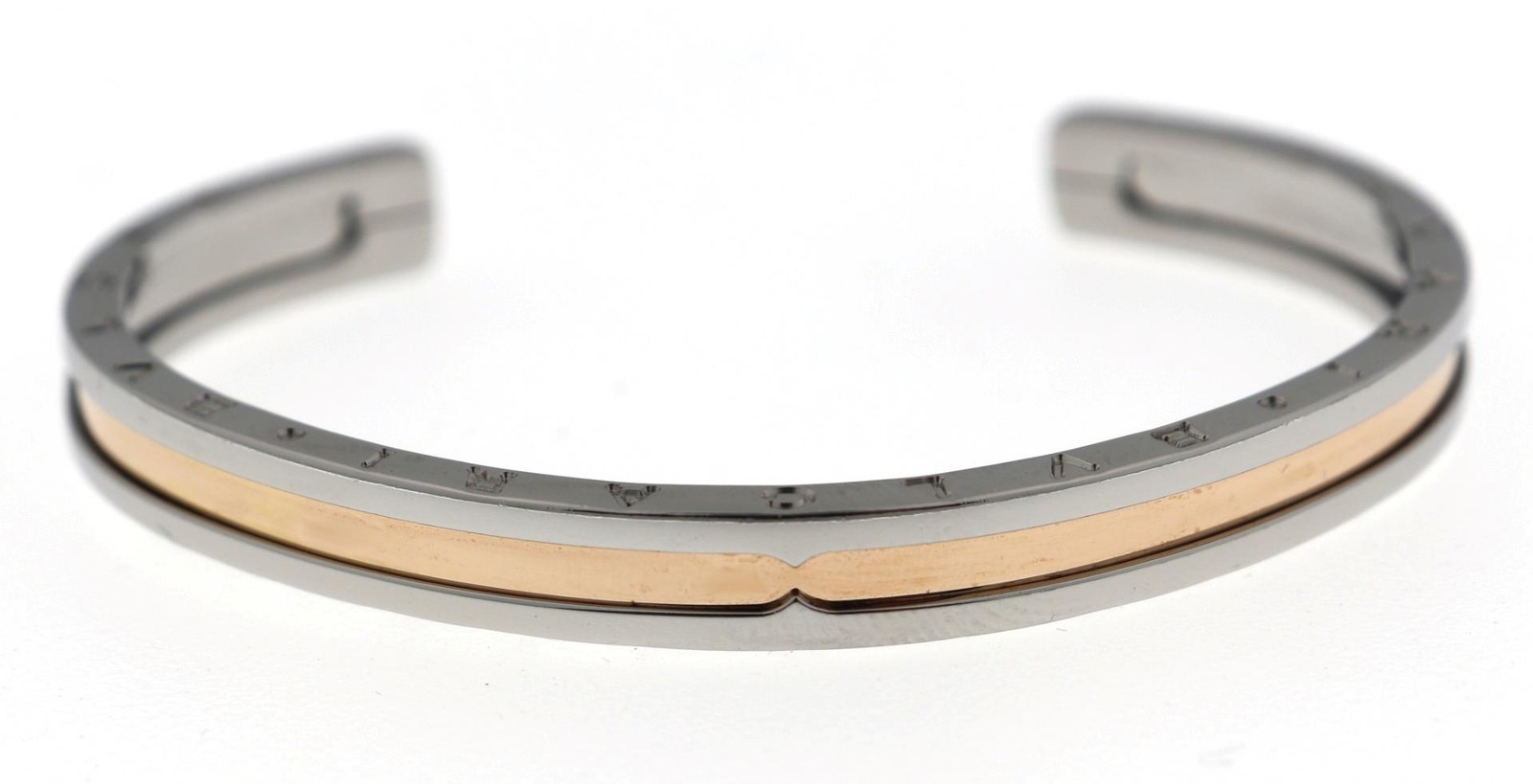 Bulgari Bvlgari B.Zero1 B Zero One Steel 18K Rose Gold Cuff Bracelet Sz S 15 $4K