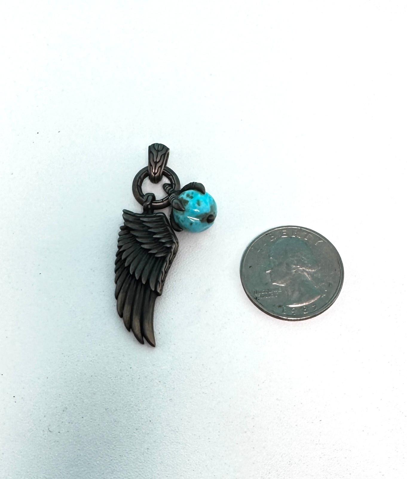 John Hardy Legends Eagle Wing in Silver with Turquoise & Pyrite – Pendant Only