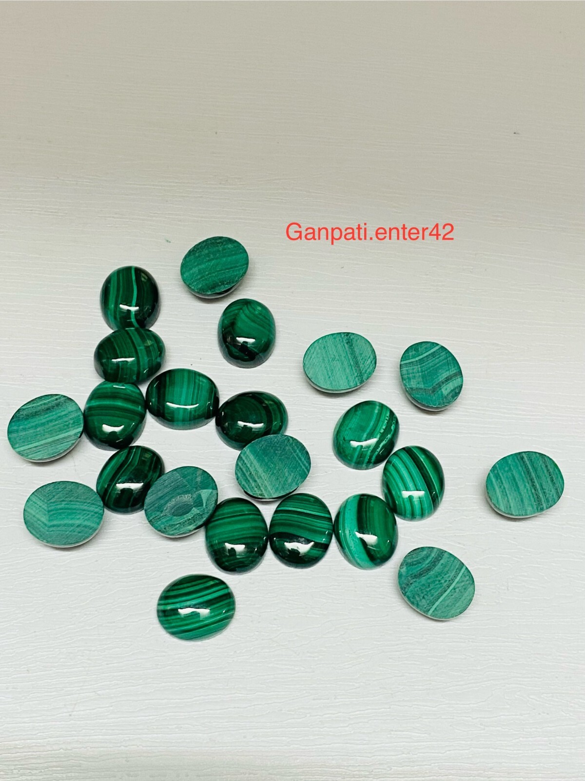 NATURAL MALACHITE OVAL CABOCHONS 11×9 MM 05 PCS LOT LOOSE GEMSTONE E
