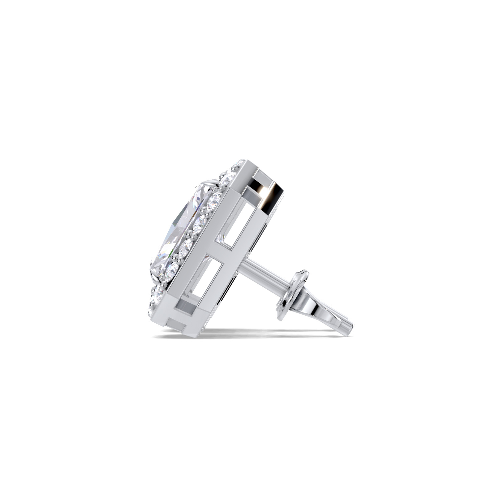 Radiant Cut Lab Created Diamond Halo Stud Earrings VVS 14K 9K Gold 925 Silver