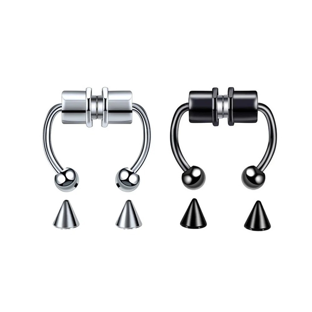 Clip On Fake Septum Nose Ring Hoop Stainless Steel Non Piercing Body Jewelry