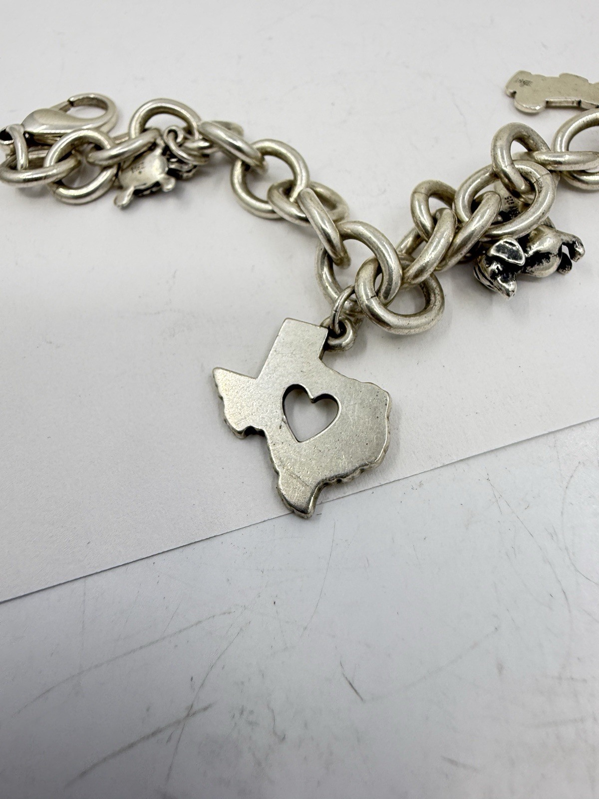 James Avery Sterling Silver Charm Bracelet Texas Turtle Dog 6.5” 36.3g 7”