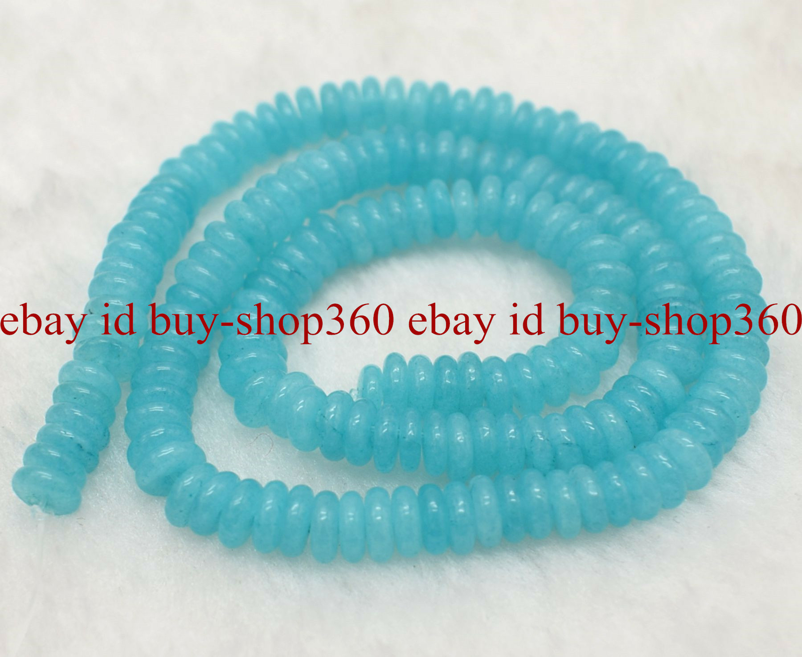 Natural 3×8/4x10mm Blue Aquamarne Rondelle Gemstone Loose Beads 15” AAA+