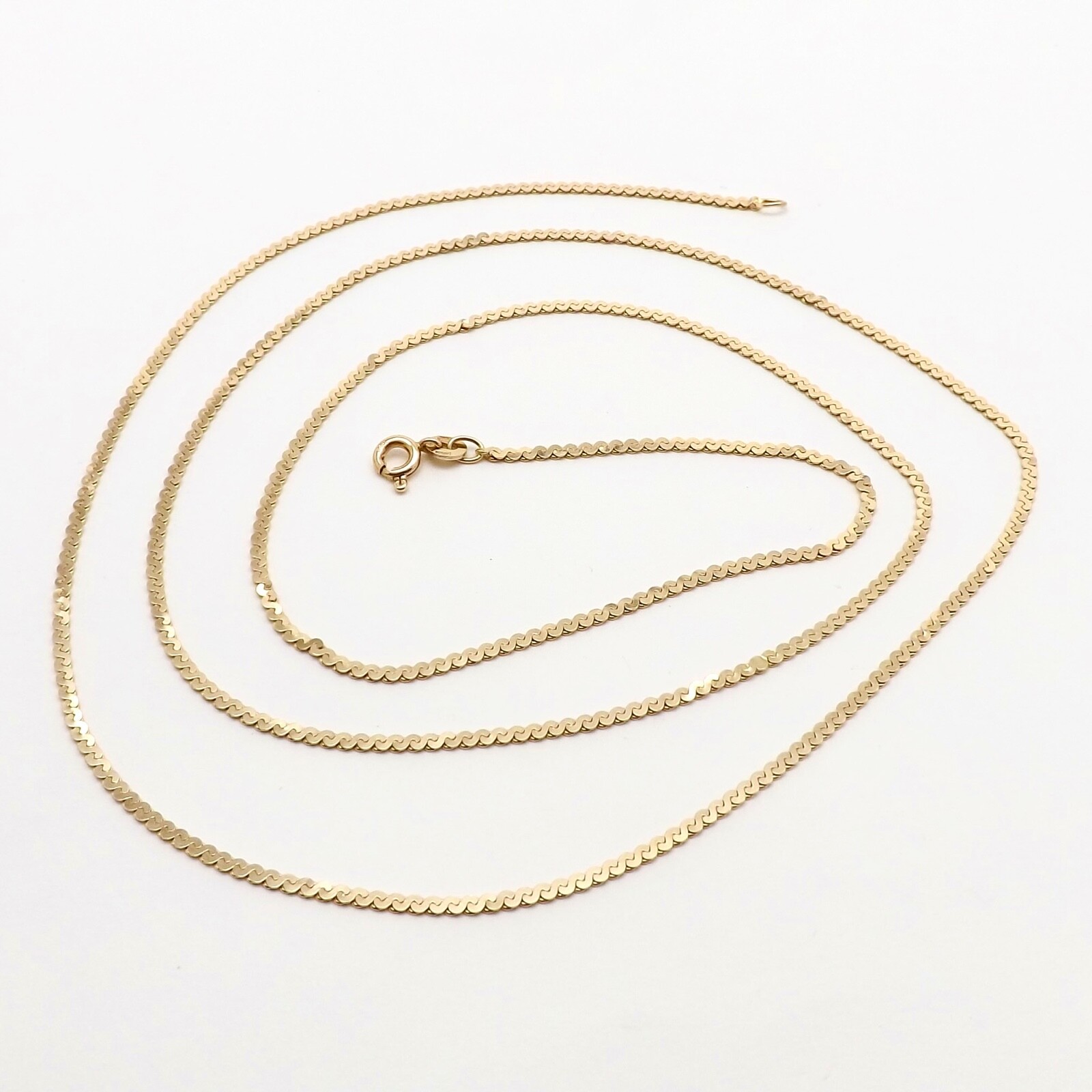 UnoAerre 14k Gold Italy Serpentine Flat S Link Pendant Chain Necklace 30in 8gr