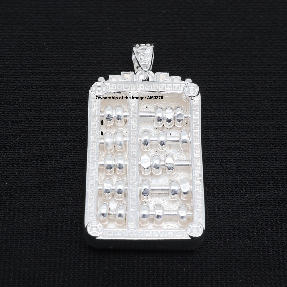 NEW Pure 999 Fine Silver Pendant Abacus-Shaped Ethnic Wealth Lucky Pendant