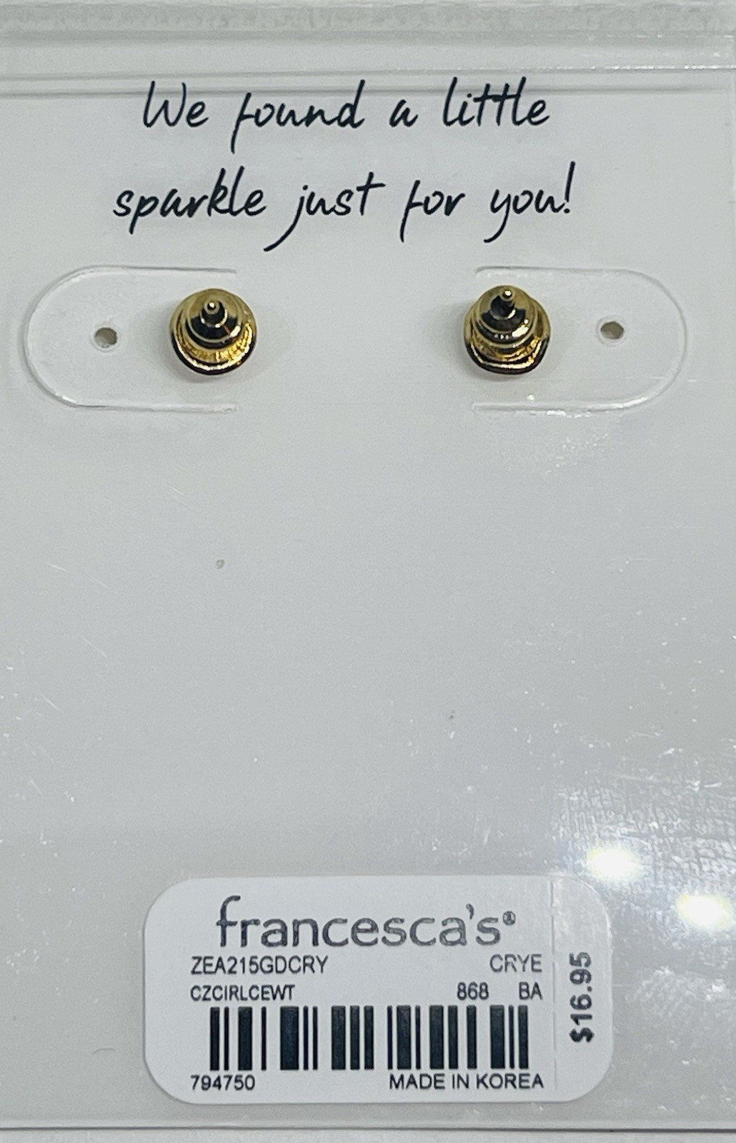 NWT FRANCESCA’S Dangling Gold Tone Clear Cubic Zirconia Post Earrings Sparkly