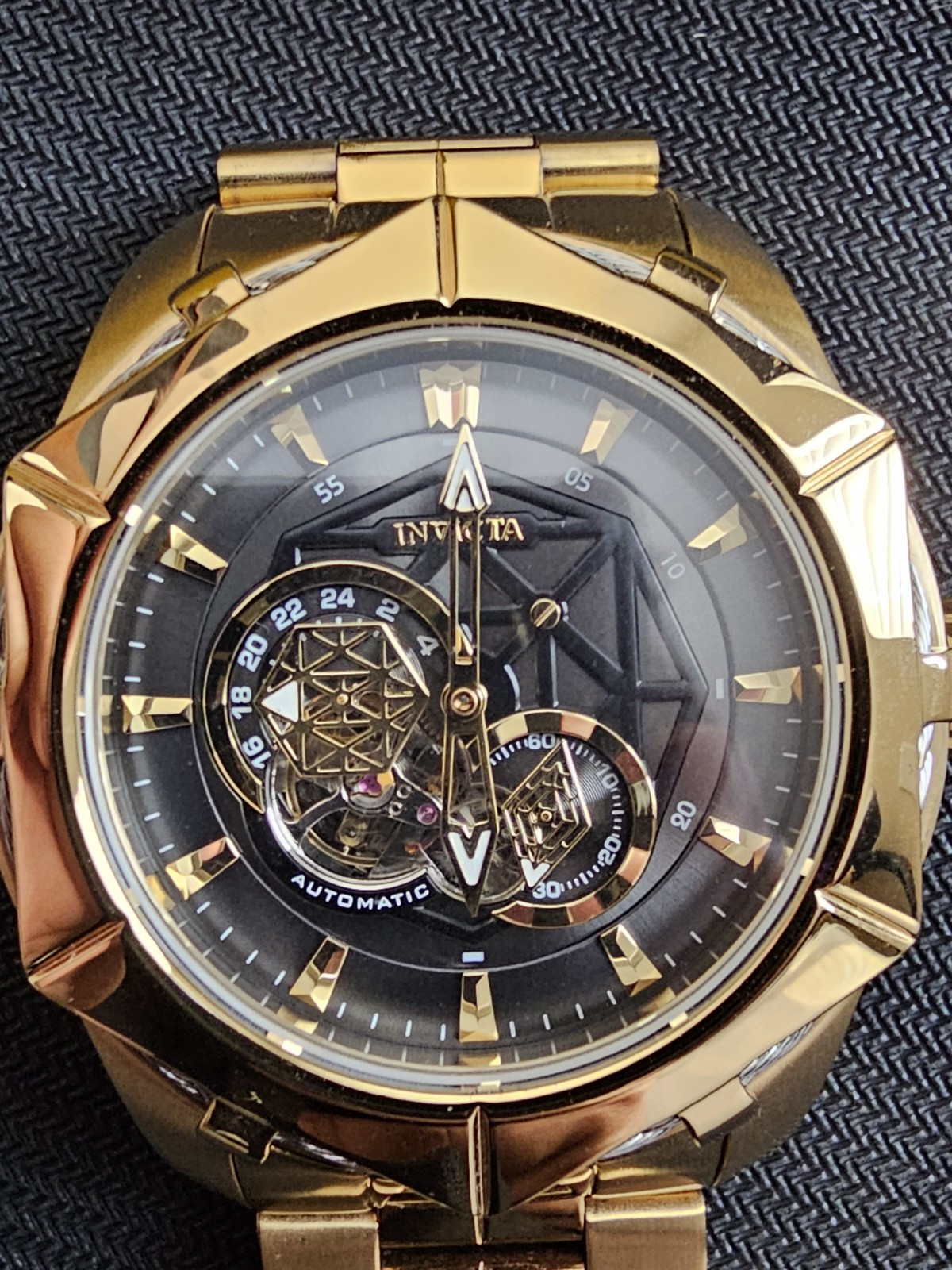 Invicta Gold/Steel Watch 51mm Case Flame Fusion Water Resistant,34708