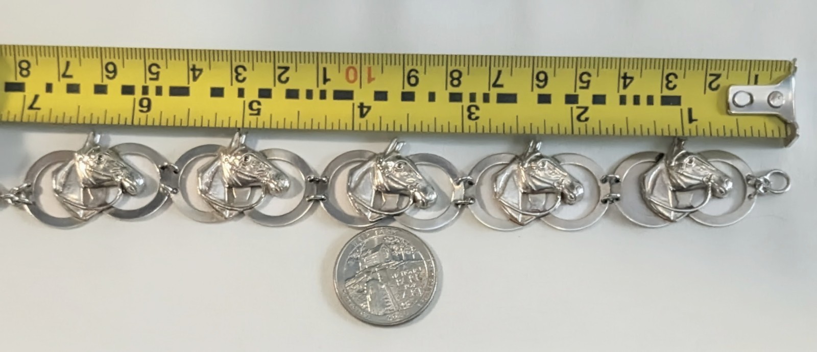 Vintage Sterling Silver Horse Head Links Bracelet 15.5gm 7.5 inches Long