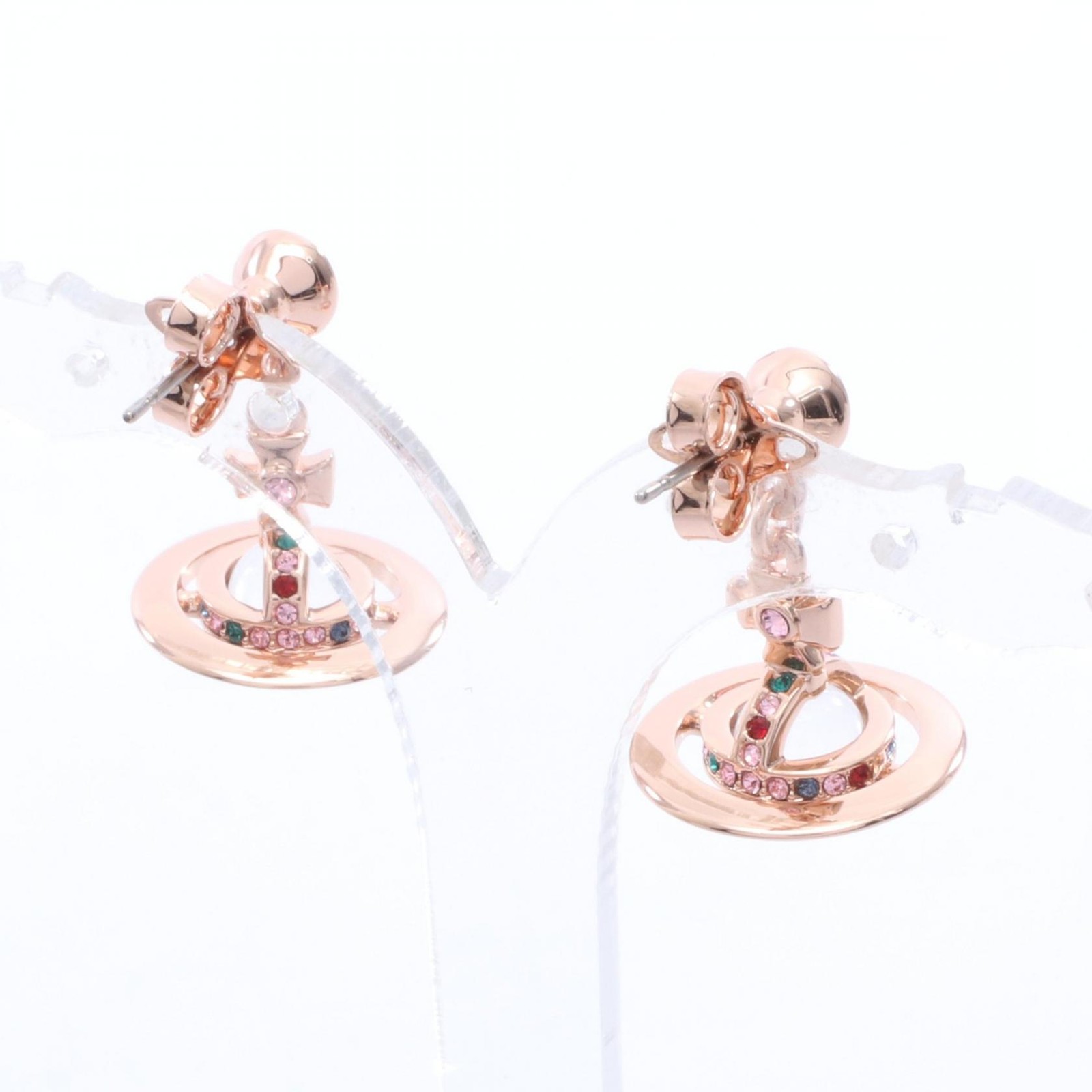 Vivienne Westwood NEW PETITE ORB Pierced earrings Gold Plated Rhinestone NEW