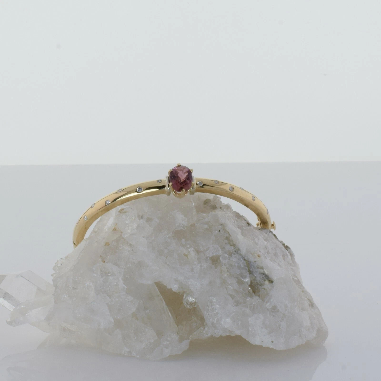 3Ct Oval Cut Lab-Created Tourmaline Women Bangle Bracelet 14K Yellow Gold Finish