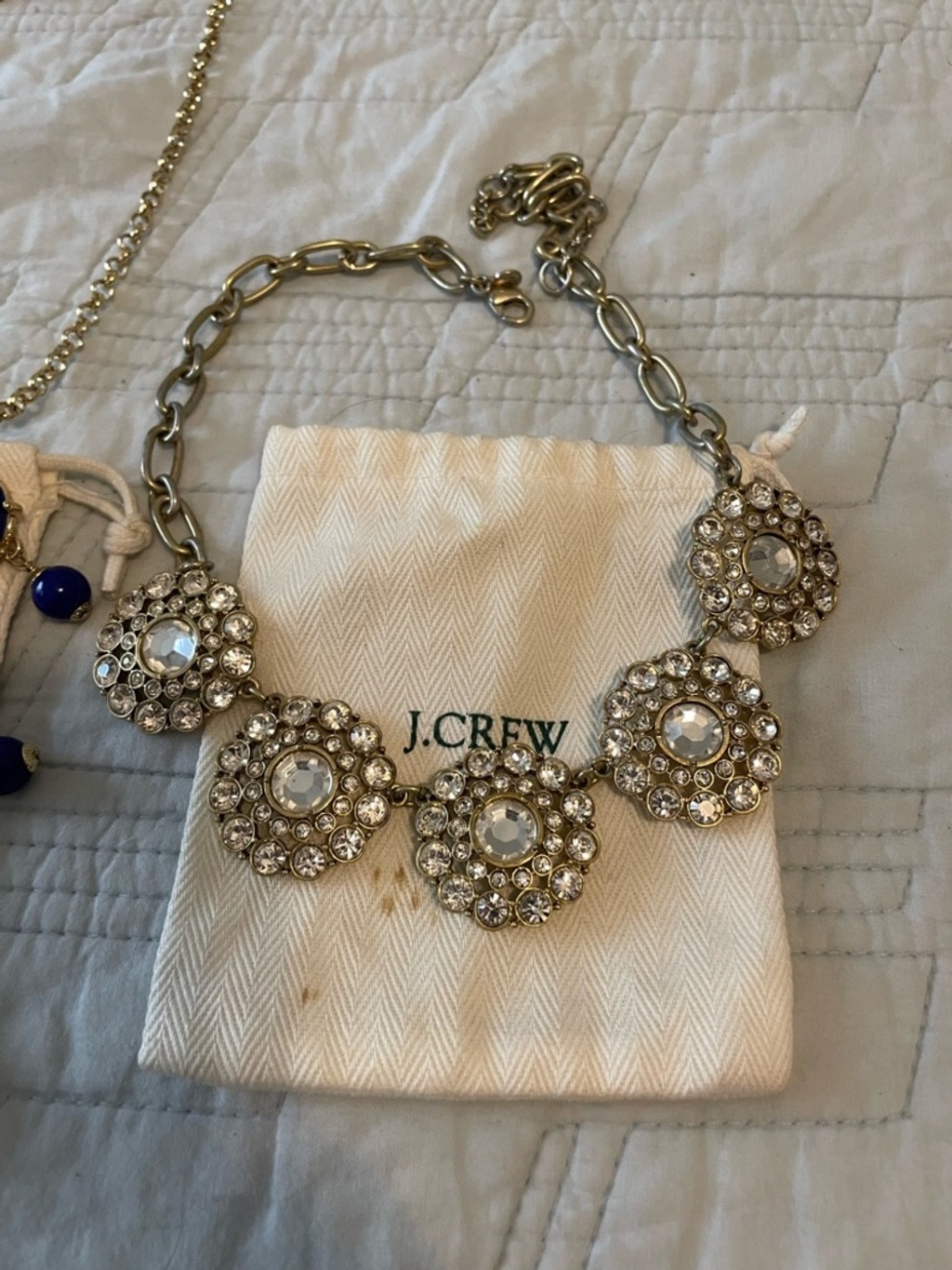 Two J.Crew Statement Necklace Duo – Cobalt Blue & Crystal