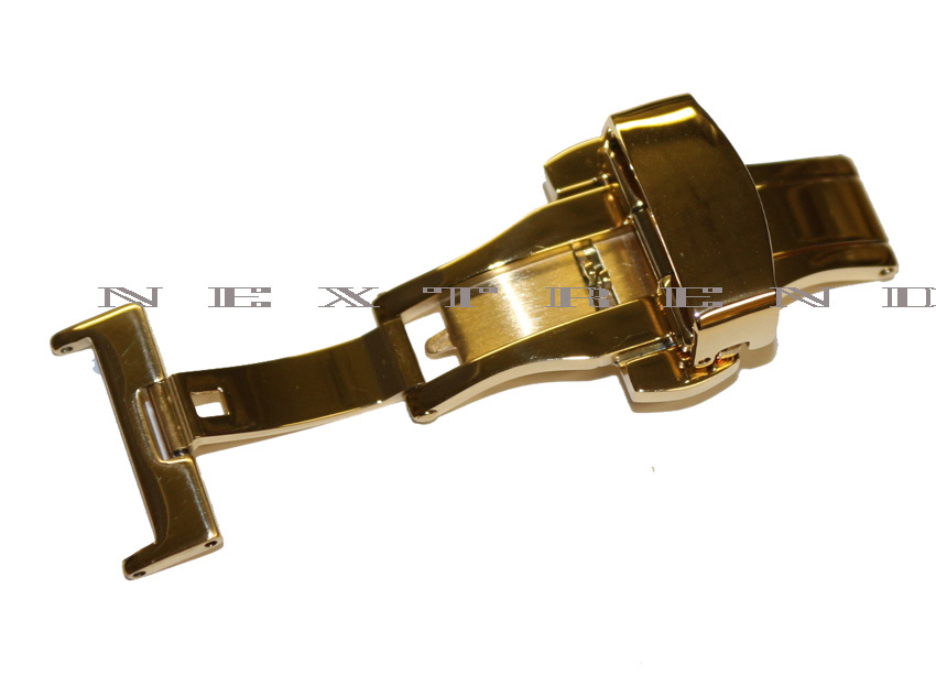 Gold Stainless Steel Butterfly Deployment Clasp Buckle With Push Button