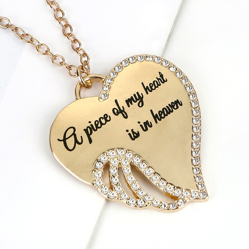 A Piece of My Heart Has Wings Angel Heart Memorial Pendant Keepsake Necklace