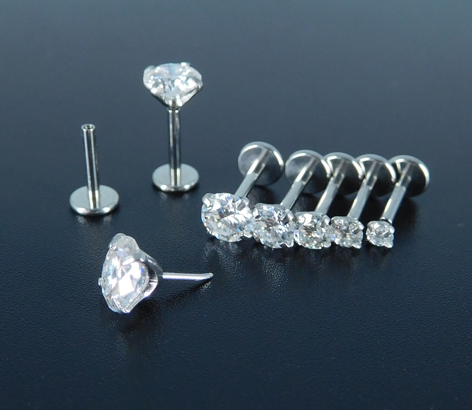 16G/18G/20G Moissanite Stud Earrings & Cartilage Nose Jewelry – Hypoallergenic