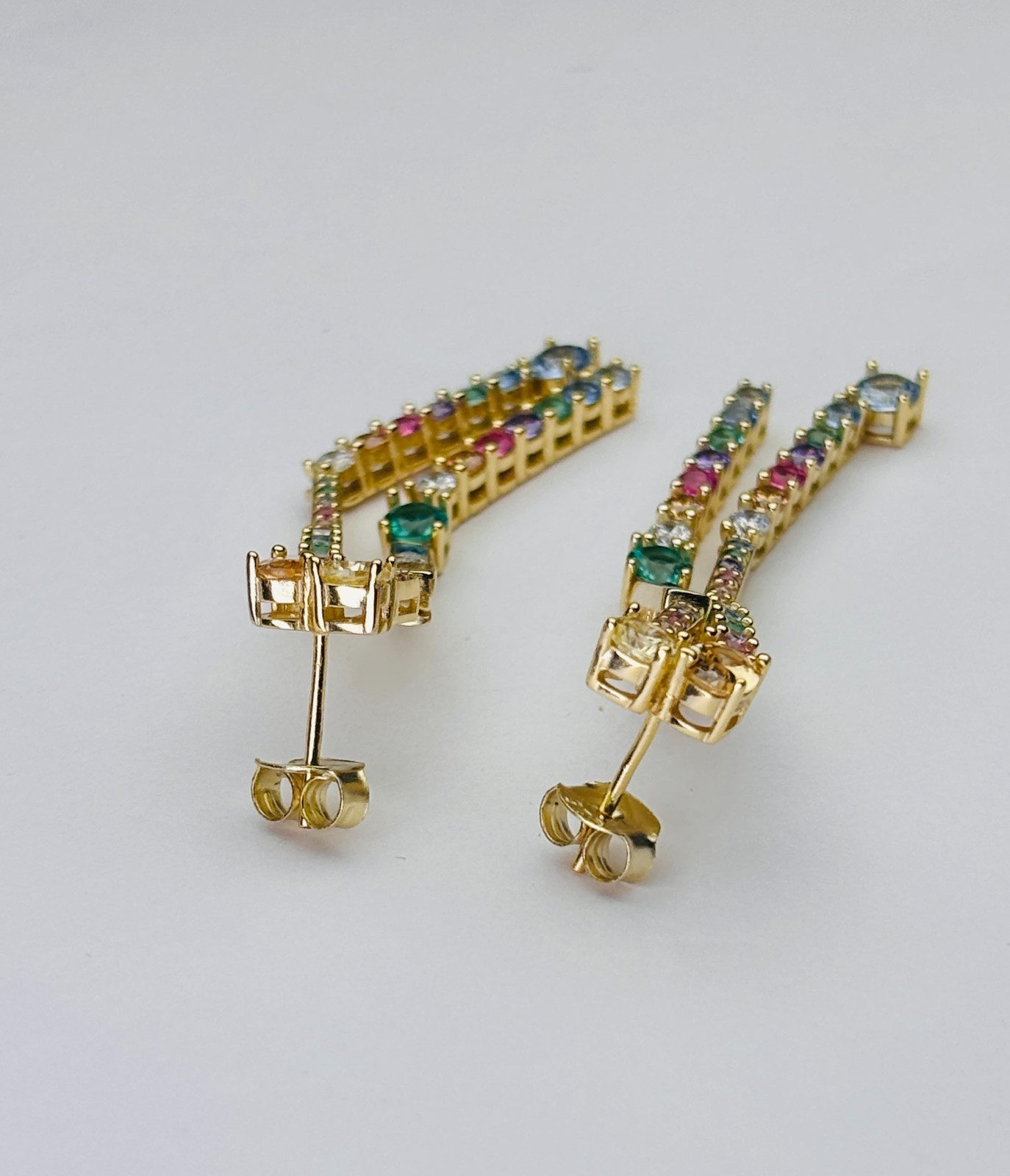 925 Silver Gold Plated Multi Color Earrings For Women
