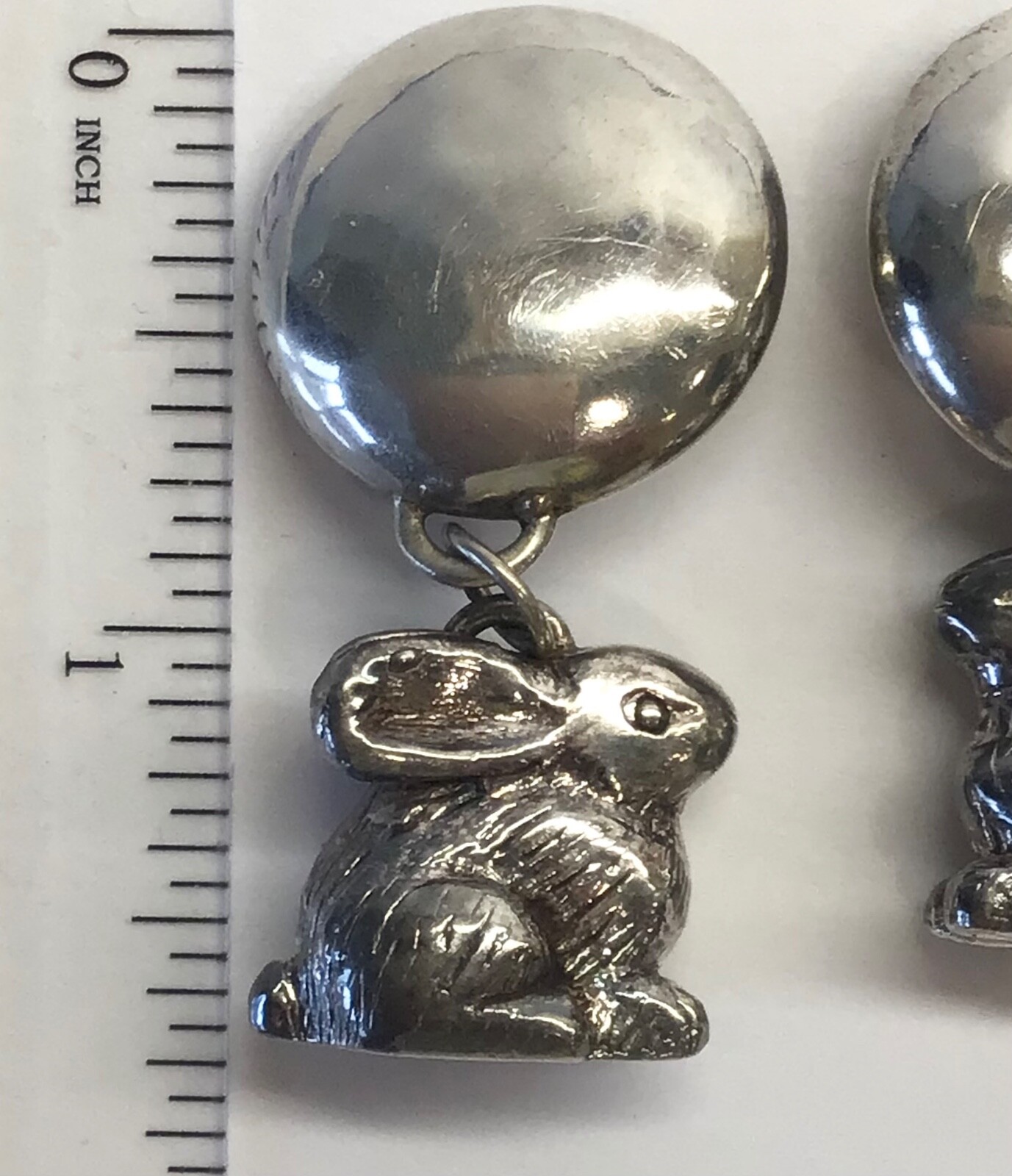 Susan Cummings Designer 925 Sterling Silver Vintage BUNNY Dangle Earrings