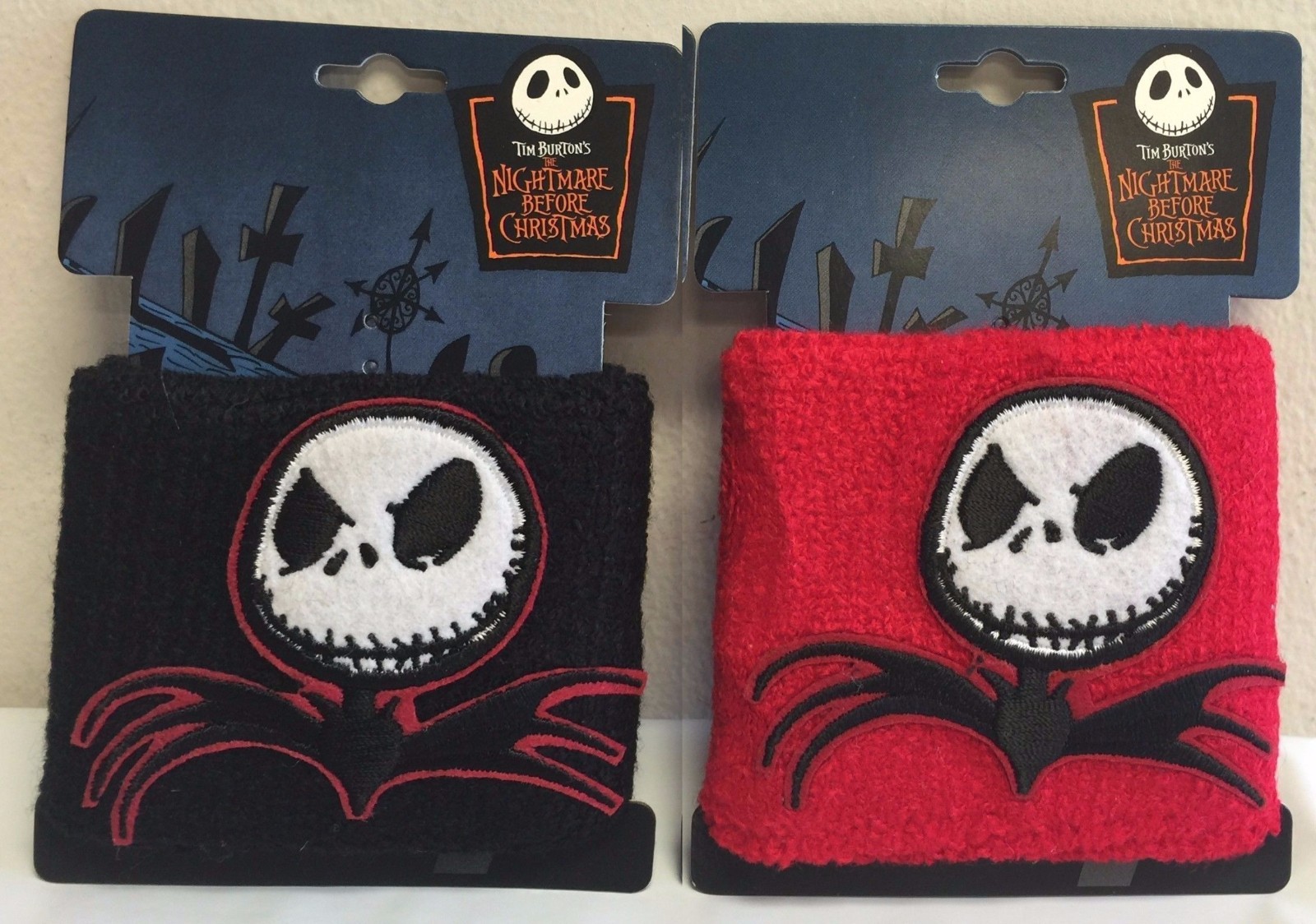 Nightmare Before Christmas Black Red Wristband Jack Skellington Sweatband Qty 2