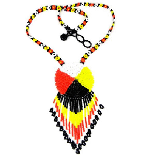 Native style Black Yellow Red Black Beaded Medicine Wheel Necklace Earrings