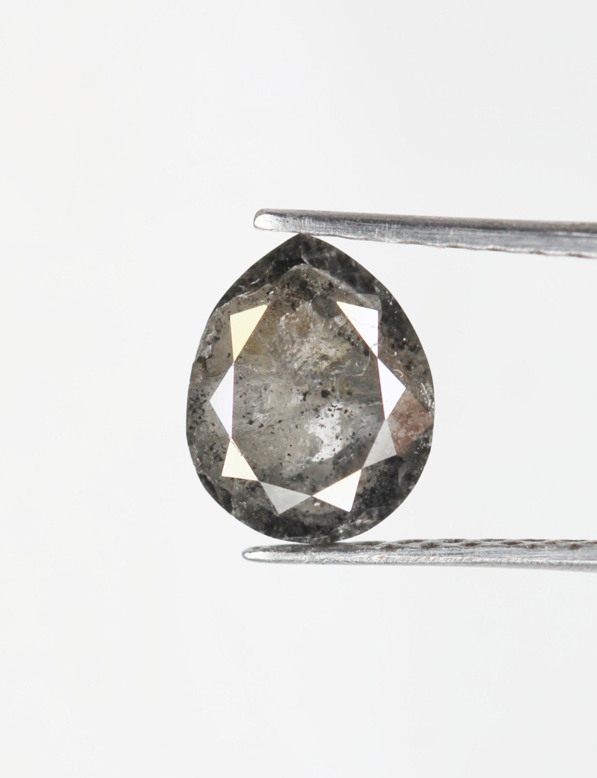 0.98 CT 6.9 MM Natural Loose Pear Salt And Pepper Diamond Grey Color Pear Shape