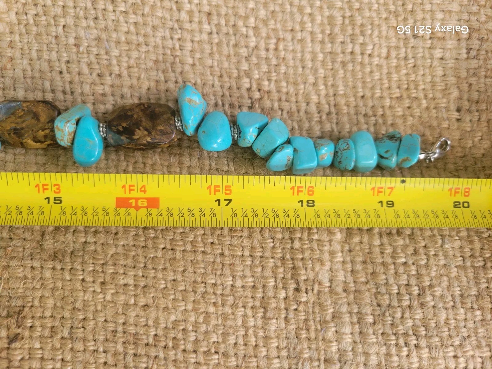Turquoise-Bronzite Necklace 20″ Long Boho Chic Artisan Made Adjustable OOAK